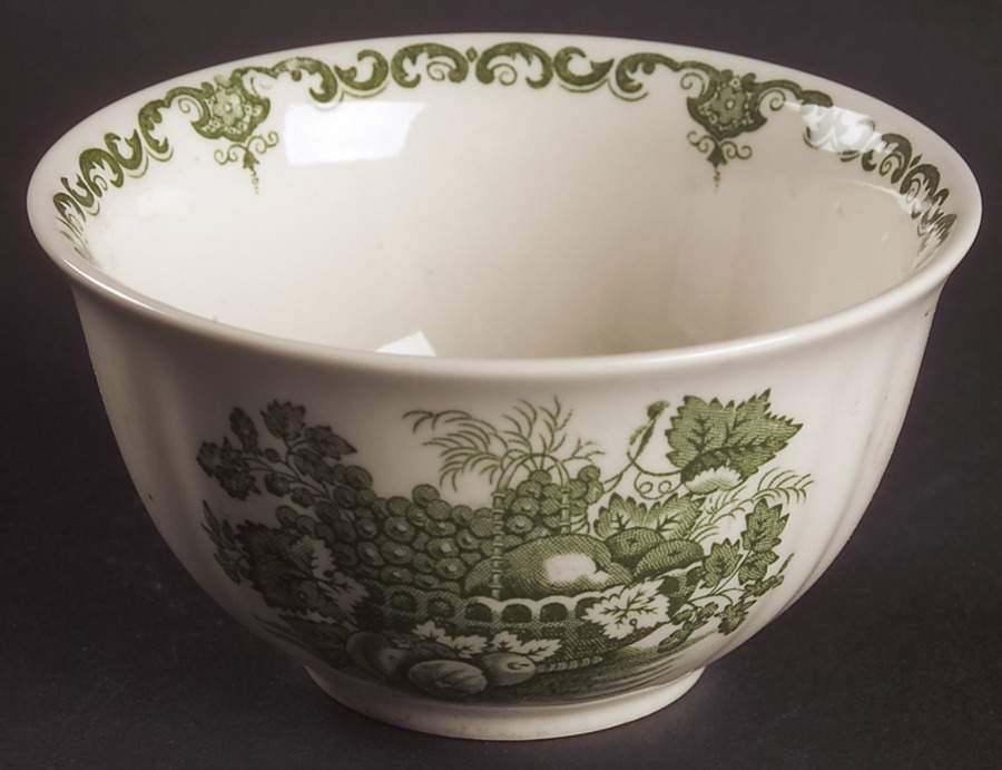 Fruit Basket Green Open Sugar Bowl by Johnson Brothers-1