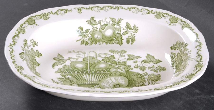 Fruit Basket Green 9" Oval Vegetable Bowl by Johnson Brothers-1