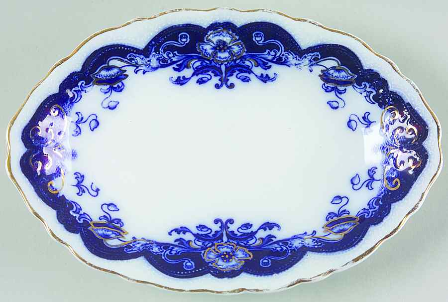 Oregon (Flow Blue) Relish/Gravy Underplate by Johnson Brothers-1