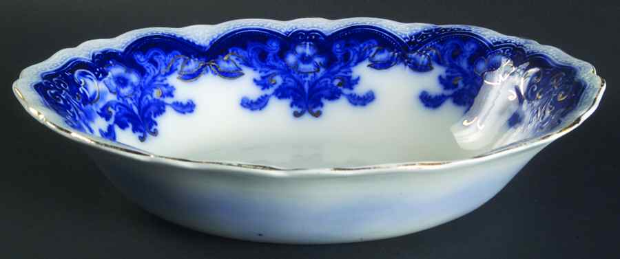 Oregon (Flow Blue) 9" Oval Vegetable Bowl by Johnson Brothers-1