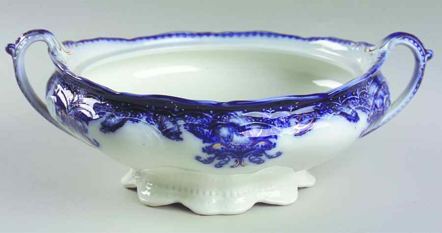 Oregon (Flow Blue) Round Vegetable No Lid by Johnson Brothers-1