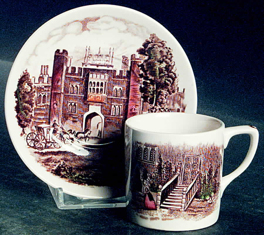 Royal Homes of Britain Brown Multicolor Flat Demitasse Cup & Saucer Set by Johnson Brothers-1