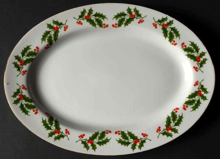 Holly 12" Oval Serving Platter by Japan-1