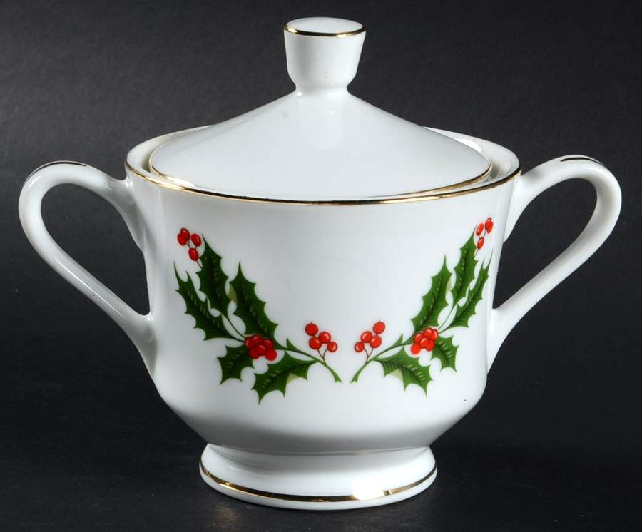 Holly Sugar Bowl & Lid by Japan-1