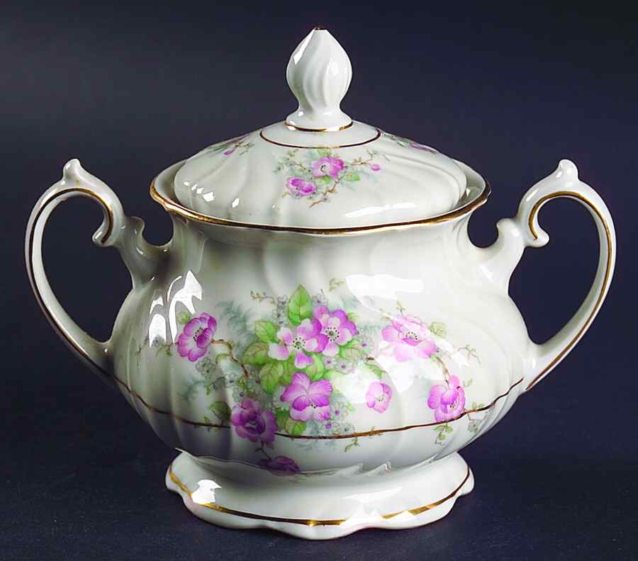 Bridal Rose (Verge, Cream & White) Sugar Bowl & Lid by Johann Haviland-1