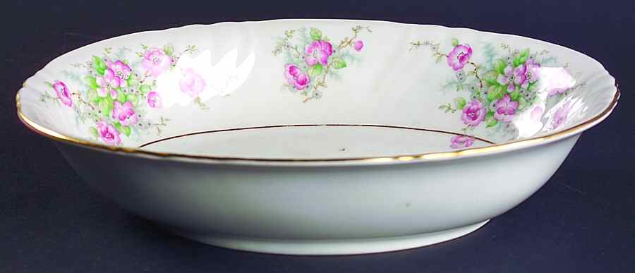 Bridal Rose (Verge, Cream & White) 10" Oval Vegetable Bowl by Johann Haviland-1
