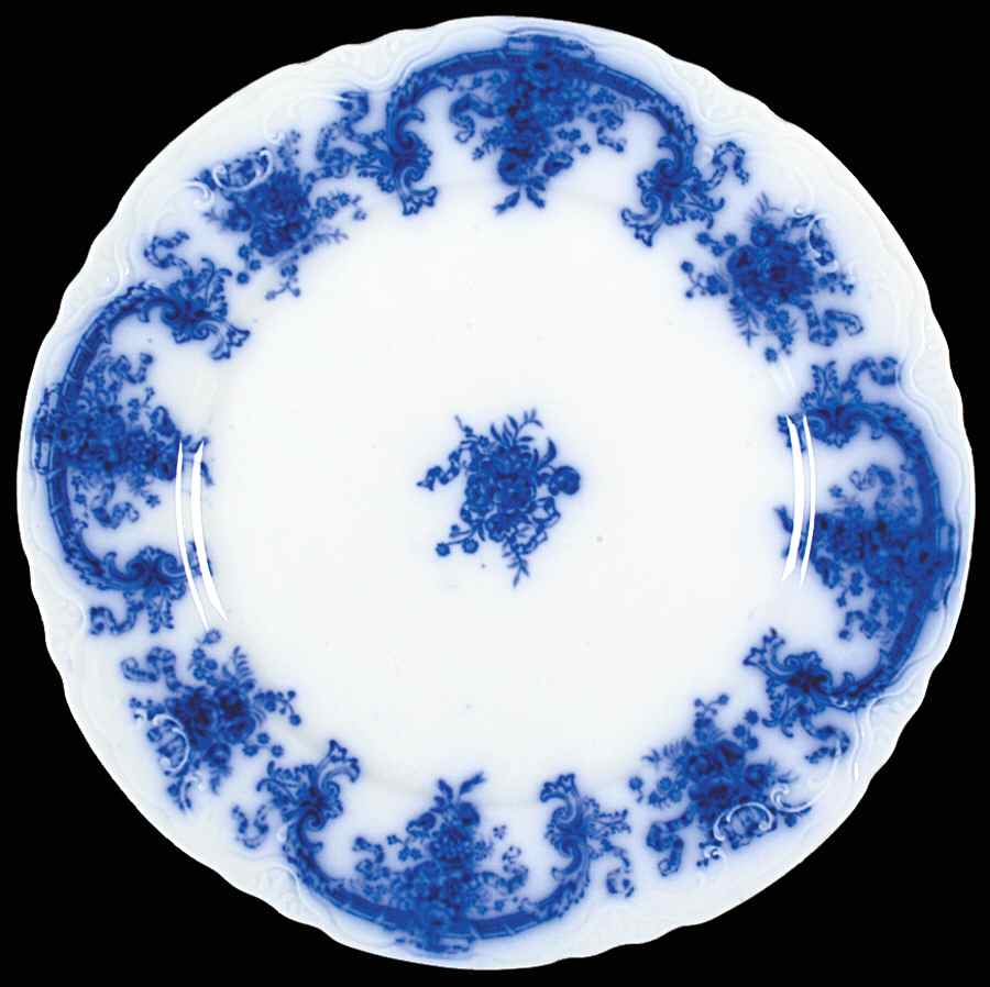 Savoy (Flow Blue, Floral and Ribbons) Luncheon Plate by Johnson Brothers-1