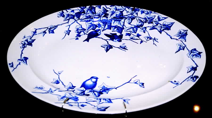 Ivy Bower (Blue) 14" Oval Serving Platter by George Jones & Sons-1