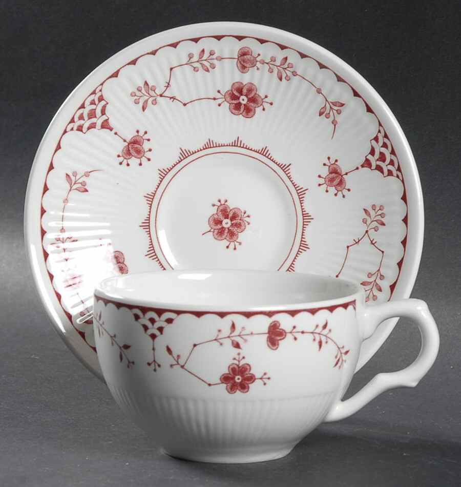 Denmark Pink Flat Cup & Saucer Set by Johnson Brothers-1