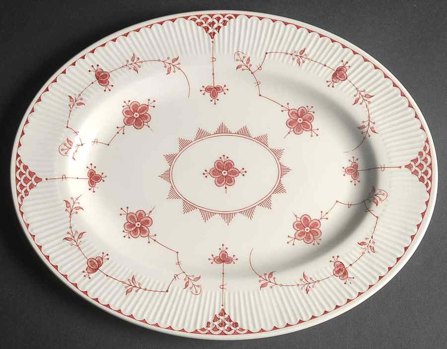 Denmark Pink 12" Oval Serving Platter by Johnson Brothers-1