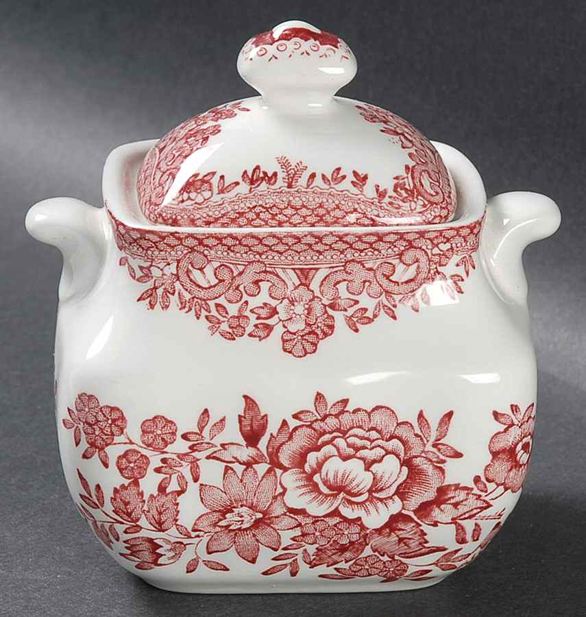 Asiatic Pheasant Pink Sugar Bowl & Lid by Johnson Brothers-1