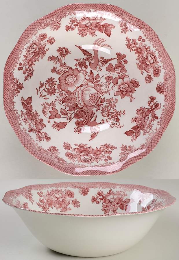 Asiatic Pheasant Pink 9" Round Vegetable Bowl by Johnson Brothers-1