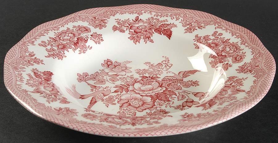 Asiatic Pheasant Pink Rim Soup Bowl by Johnson Brothers-1