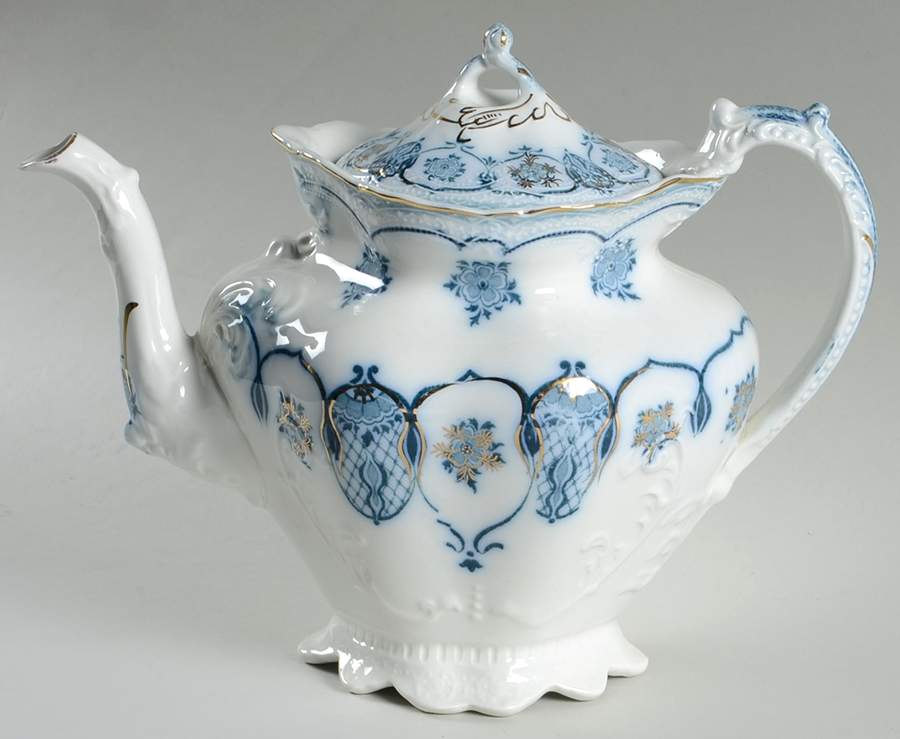 Eclipse (Blue Green Transfer) Teapot & Lid by Johnson Brothers-1