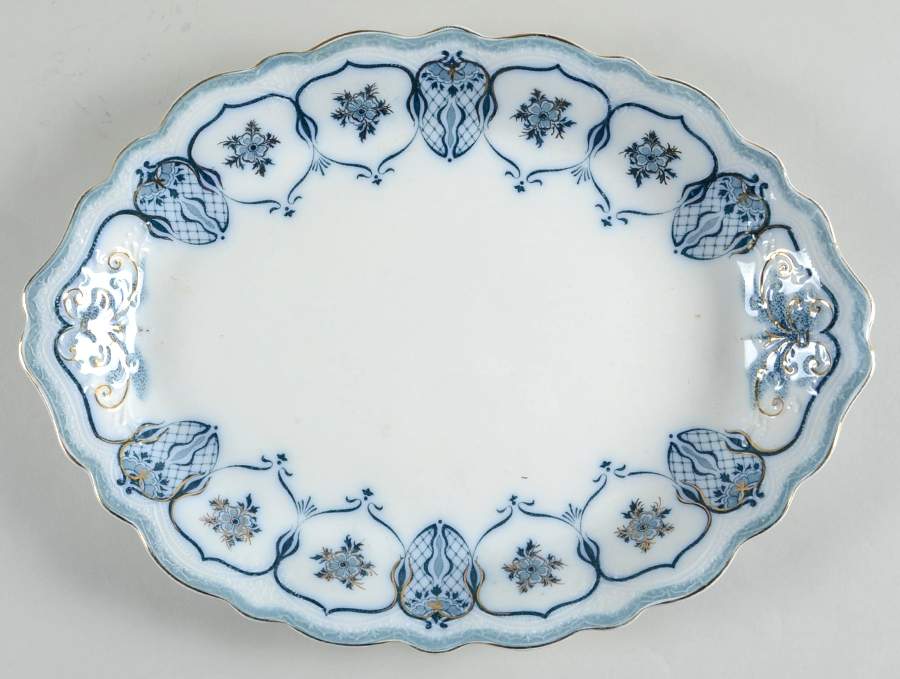 Eclipse (Blue Green Transfer) 14" Oval Serving Platter by Johnson Brothers-1