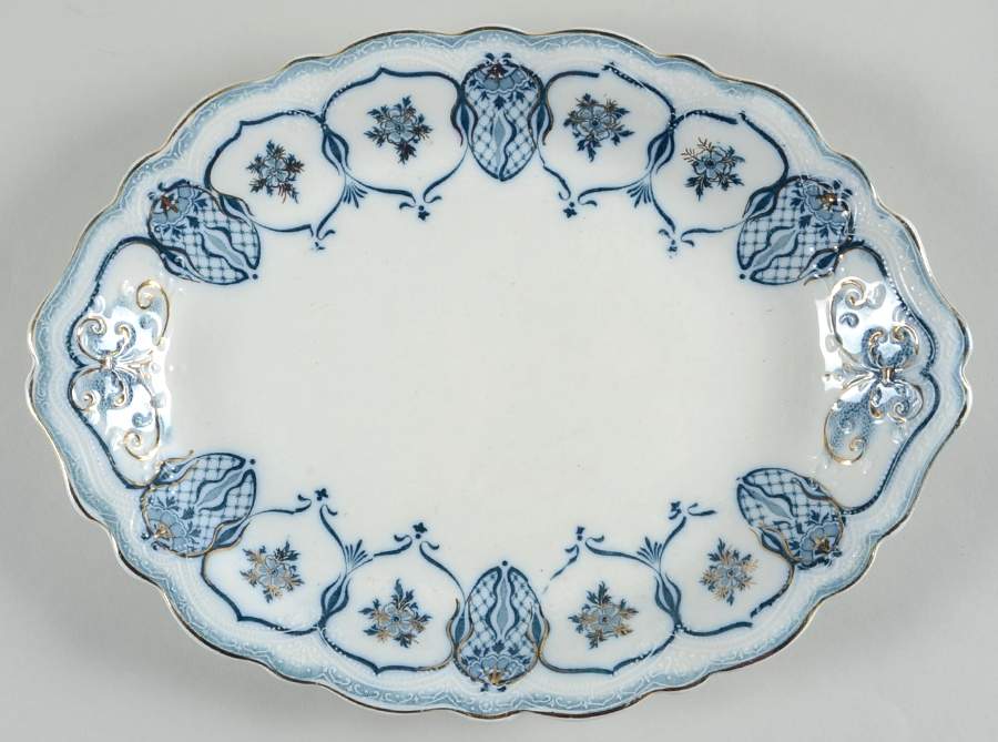 Eclipse (Blue Green Transfer) 11" Oval Serving Platter by Johnson Brothers-1
