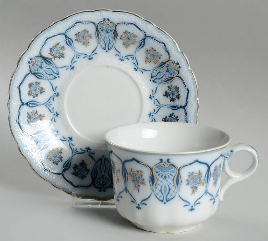 Eclipse (Blue Green Transfer) Oversized Cup & Saucer Set by Johnson Brothers-1