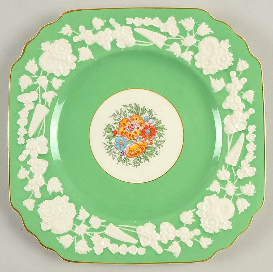 Rhapsody Green Square Salad Plate by George Jones & Sons-1