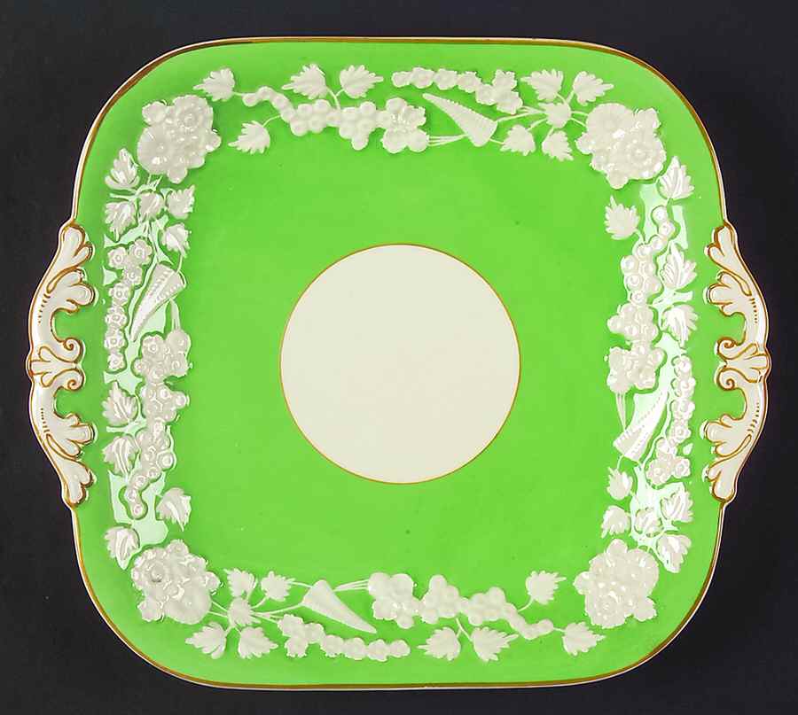 Rhapsody Green Square Handled Cake Plate by George Jones & Sons-1