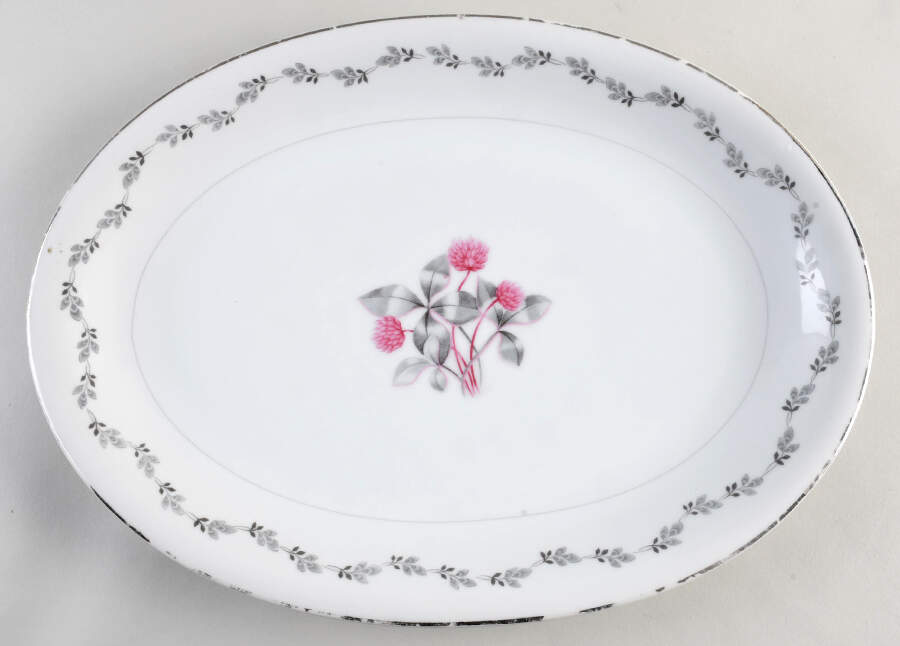 Silver Clover 16" Oval Serving Platter by Japan-1
