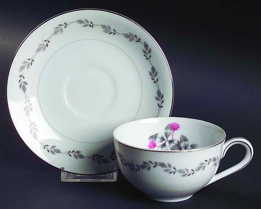 Silver Clover Flat Cup & Saucer Set by Japan-1