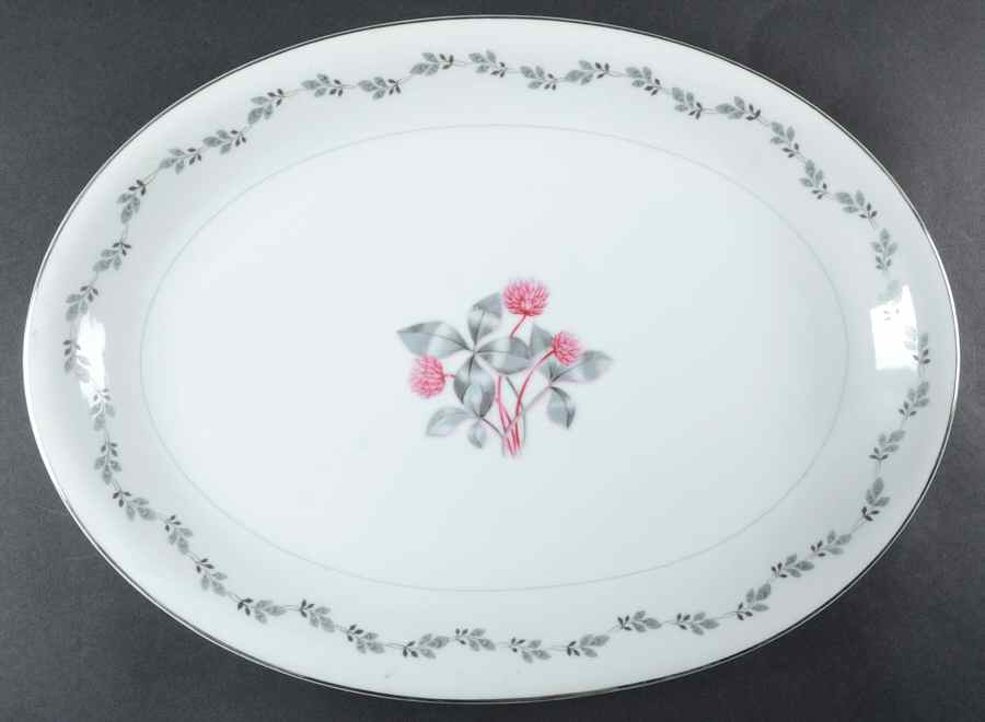 Silver Clover 15" Oval Serving Platter by Japan-1