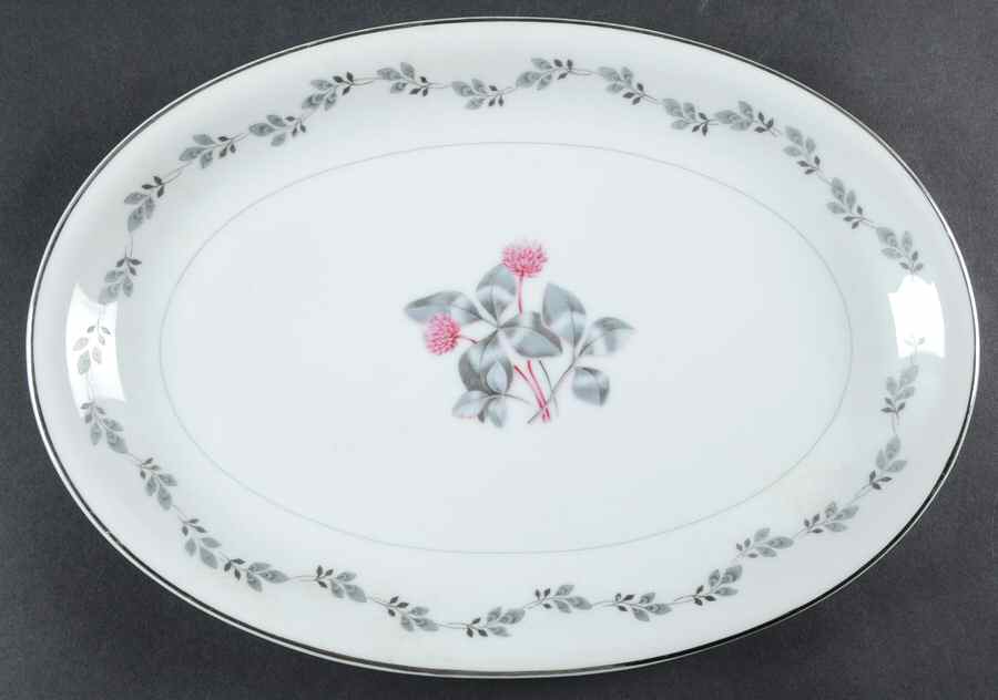 Silver Clover 12" Oval Serving Platter by Japan-1