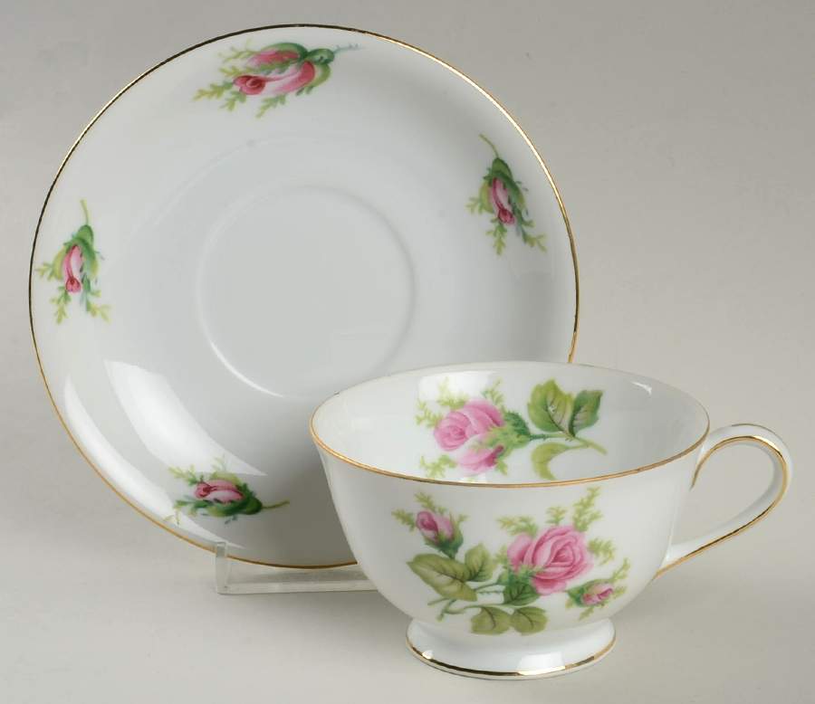 Wild Rose Footed Cup & Saucer Set by Japan-1