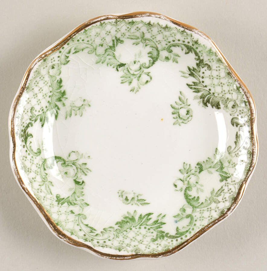 Cloverly Green (Gold Accent, Gold Trim) Butter Pat by Johnson Brothers-1