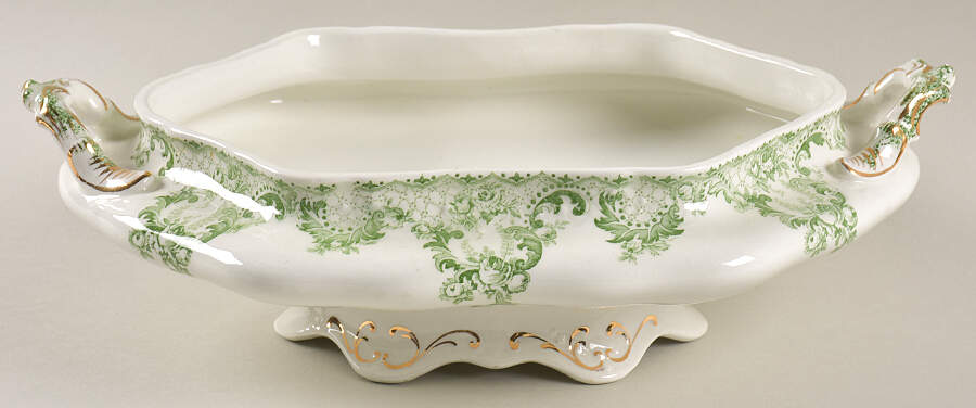 Cloverly Green (Gold Accent, Gold Trim) Oval Vegetable No Lid by Johnson Brothers-1