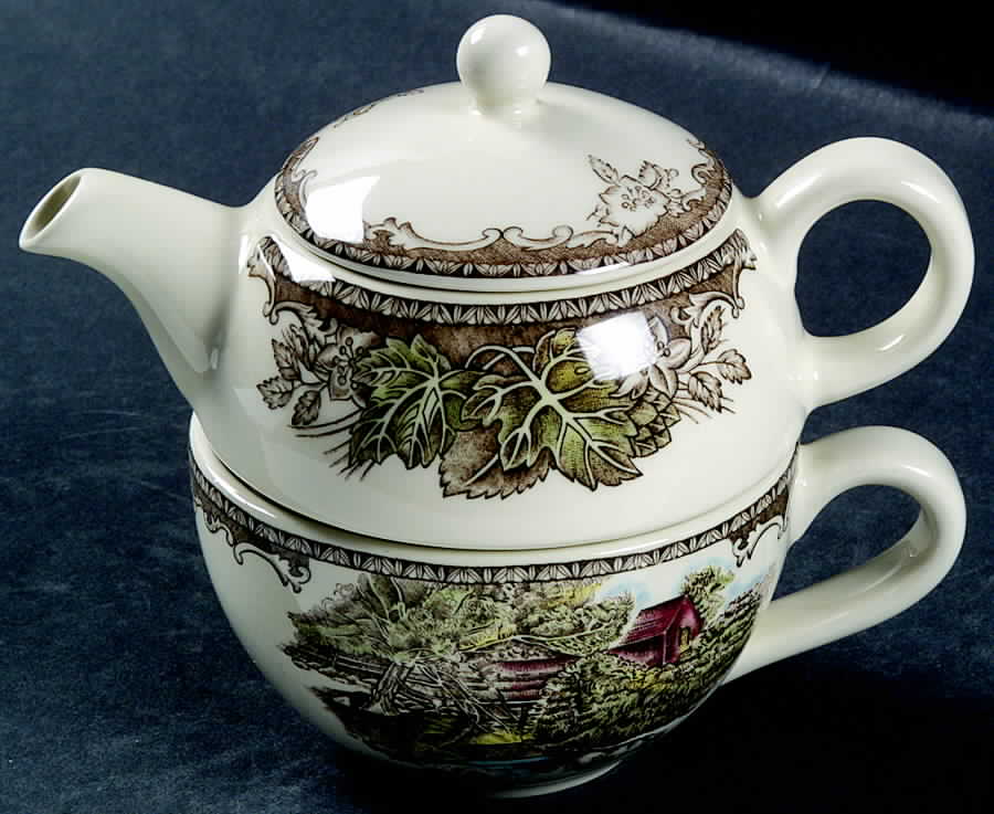 Friendly Village 50th Anniversary Individual Teapot & Lid with Cup by Johnson Brothers-1
