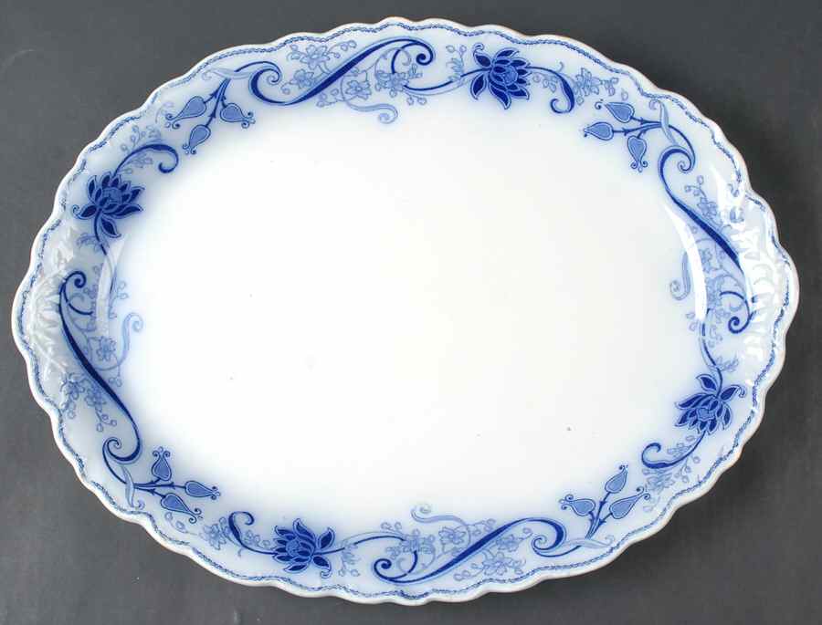 Andorra Flow Blue (No Gold) 18" Oval Serving Platter by Johnson Brothers-1