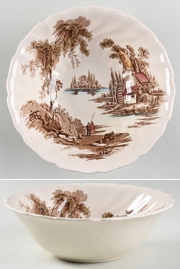 The Old Mill Brown Multicolor 8" Round Vegetable Bowl by Johnson Brothers-1