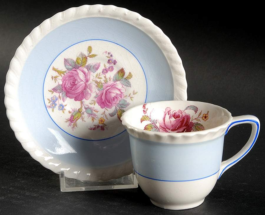 JB21 Light Blue Flat Demitasse Cup & Saucer Set by Johnson Brothers-1