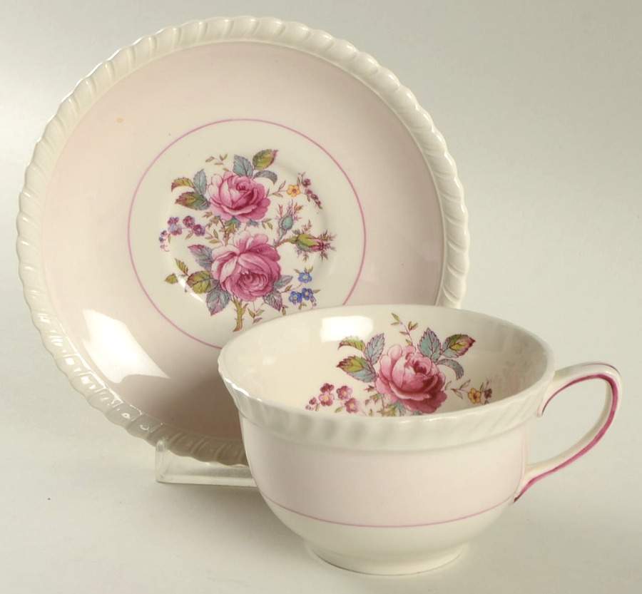 JB21 Pink Flat Cup & Saucer Set by Johnson Brothers-1