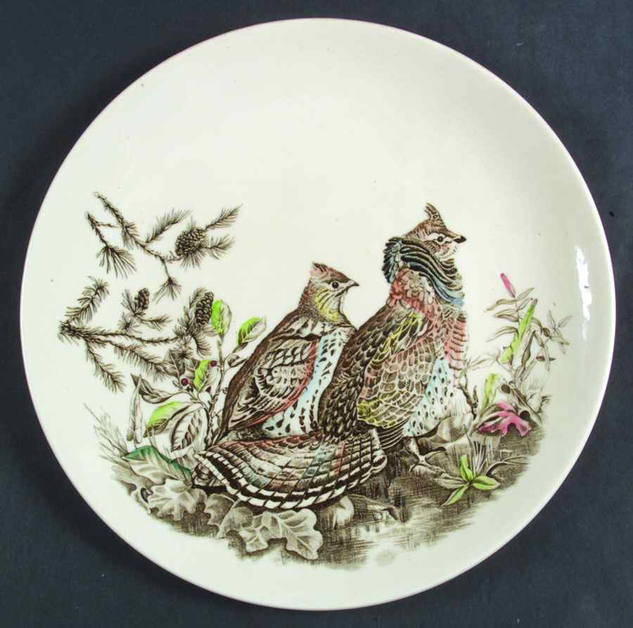 Game Birds Cream Large Round Dinner Plate by Johnson Brothers-1