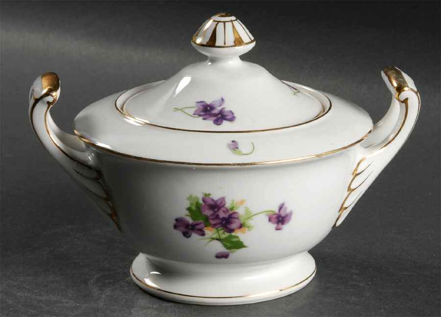 Sweet Violet Sugar Bowl & Lid by Japan-1