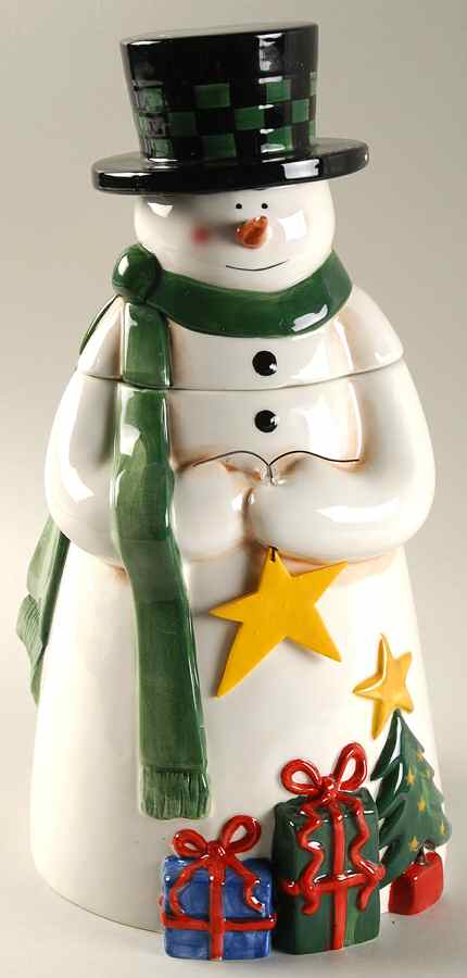 Snowman (One Snowman) Figural Cookie Jar & Lid by JCPenney-1