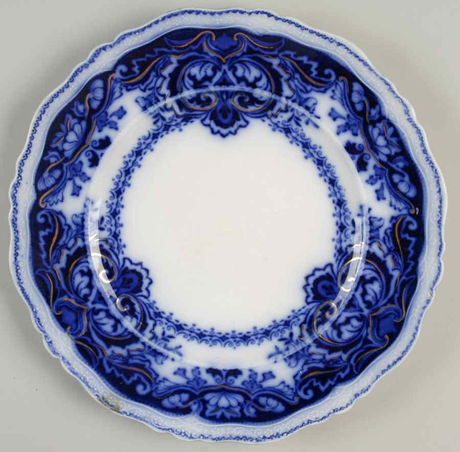 Persian (Flow Blue, Gold Accent) Luncheon Plate by Johnson Brothers-1