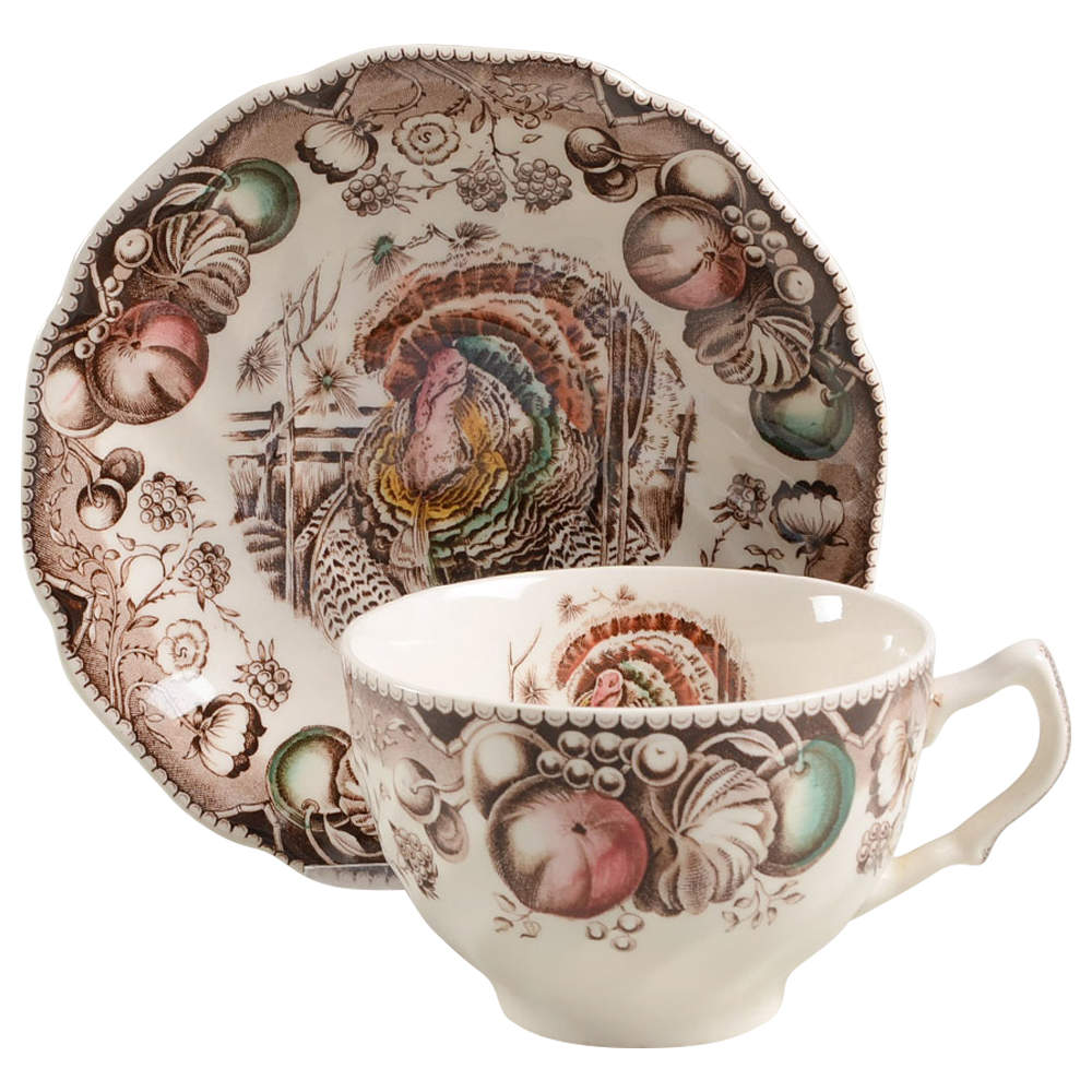 His Majesty (England 1883 Backstamp) Flat Cup & Saucer Set by Johnson Brothers-1