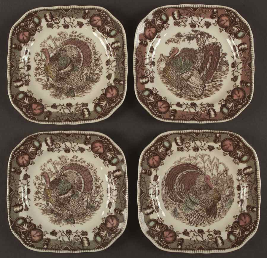 His Majesty (England 1883 Backstamp) Square Accent Salad Plate - Set of 4 by Johnson Brothers-1
