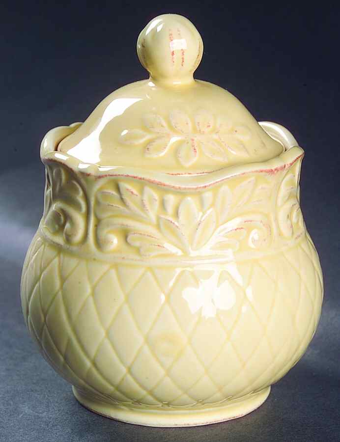 Isabella Yellow Sugar Bowl & Lid by JCPenney-1