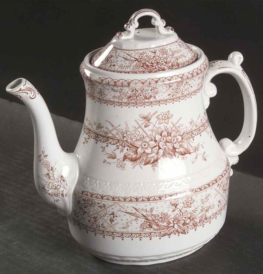 Lace Brown (Older) Coffee Pot & Lid by Johnson Brothers-1