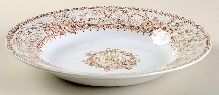 Lace Brown (Older) Rim Soup Bowl by Johnson Brothers-1