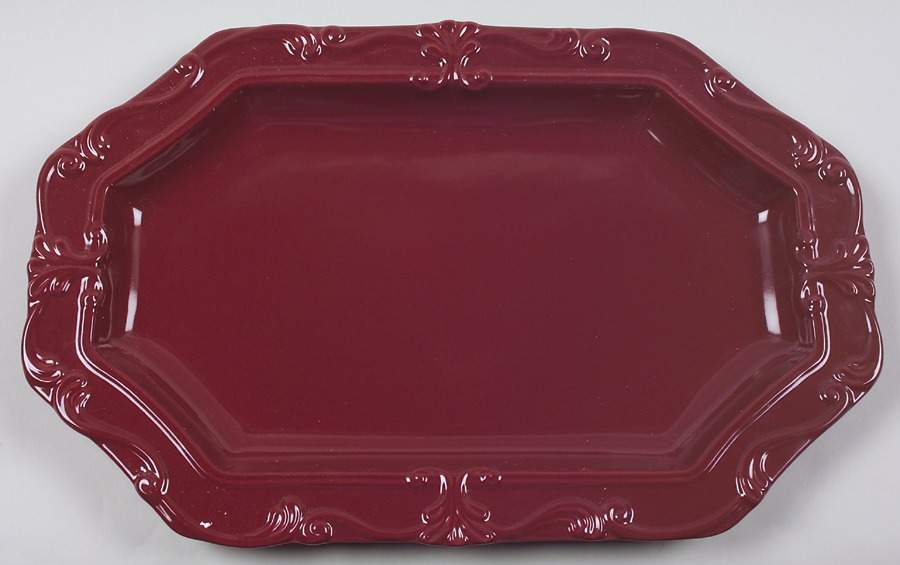 Vintage Burgundy 18" Octagonal Serving Platter by JCPenney-1