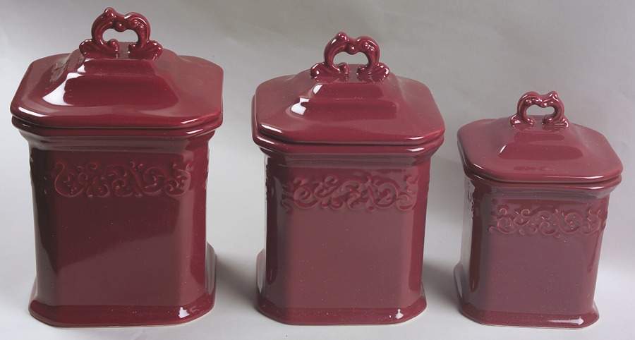 Vintage Burgundy (3 Piece) Canister Set (Box Set) by JCPenney-1