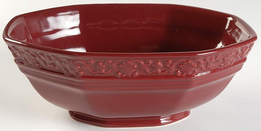 Vintage Burgundy 10" Oval Vegetable Bowl by JCPenney-1