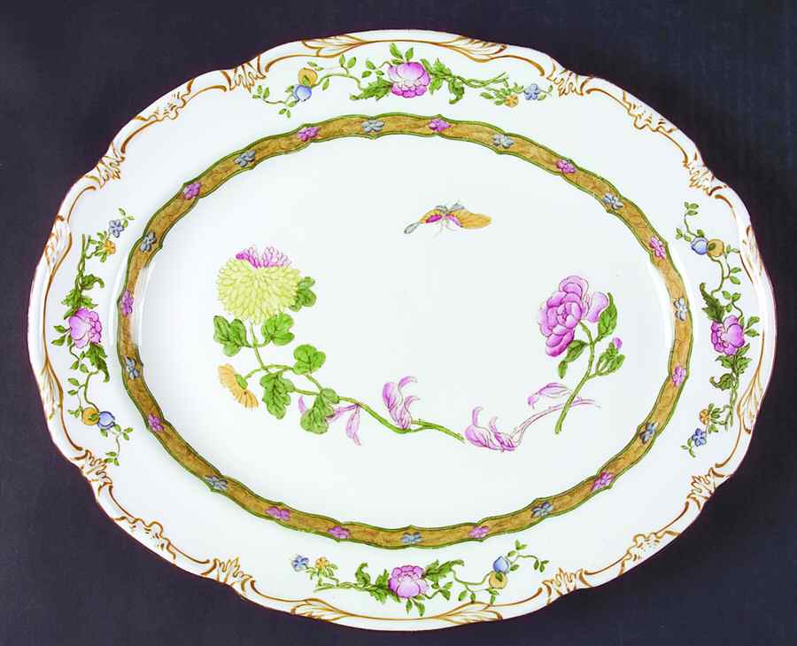 19690 14" Oval Serving Platter by George Jones & Sons-1
