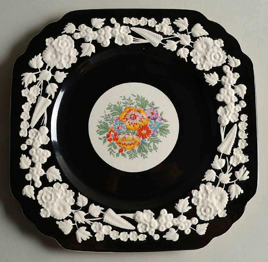 Rhapsody Black Square Salad Plate by George Jones & Sons-1