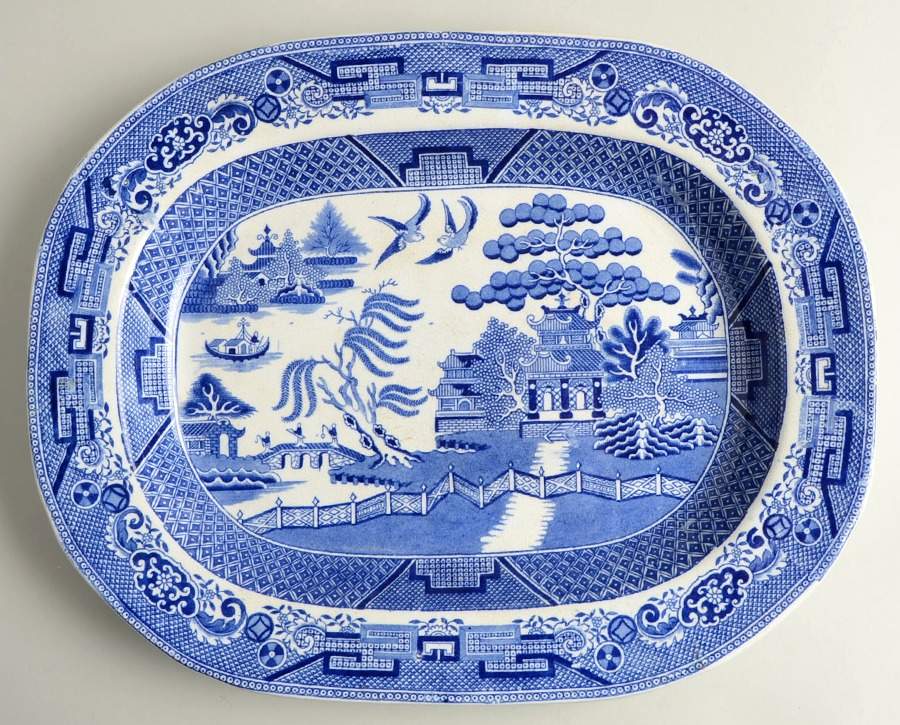 Blue Willow 15" Oval Serving Platter by John Meir & Sons-1